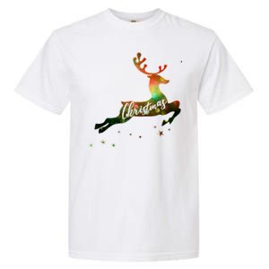 Festive Christmas Leaping Reindeer Garment-Dyed Heavyweight T-Shirt