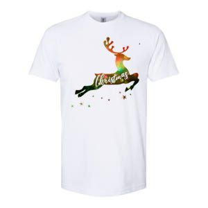 Festive Christmas Leaping Reindeer Softstyle CVC T-Shirt