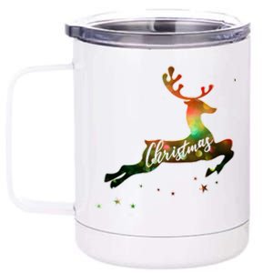 Festive Christmas Leaping Reindeer 12 oz Stainless Steel Tumbler Cup