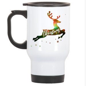 Festive Christmas Leaping Reindeer Stainless Steel Travel Mug