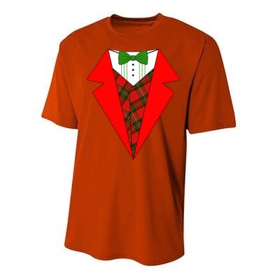 Festive Christmas Red Tuxedo Performance Sprint T-Shirt