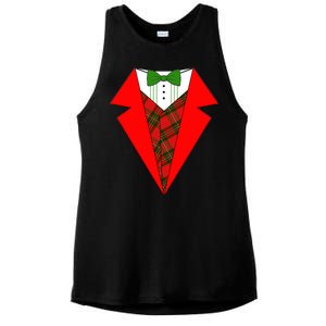 Festive Christmas Red Tuxedo Ladies PosiCharge Tri-Blend Wicking Tank