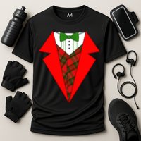 Festive Christmas Red Tuxedo Cooling Performance Crew T-Shirt