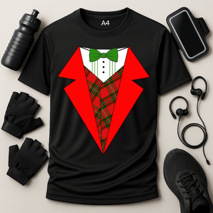 Festive Christmas Red Tuxedo Cooling Performance Crew T-Shirt