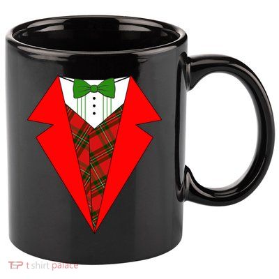 Festive Christmas Red Tuxedo 11oz C Handle Ceramic Mug