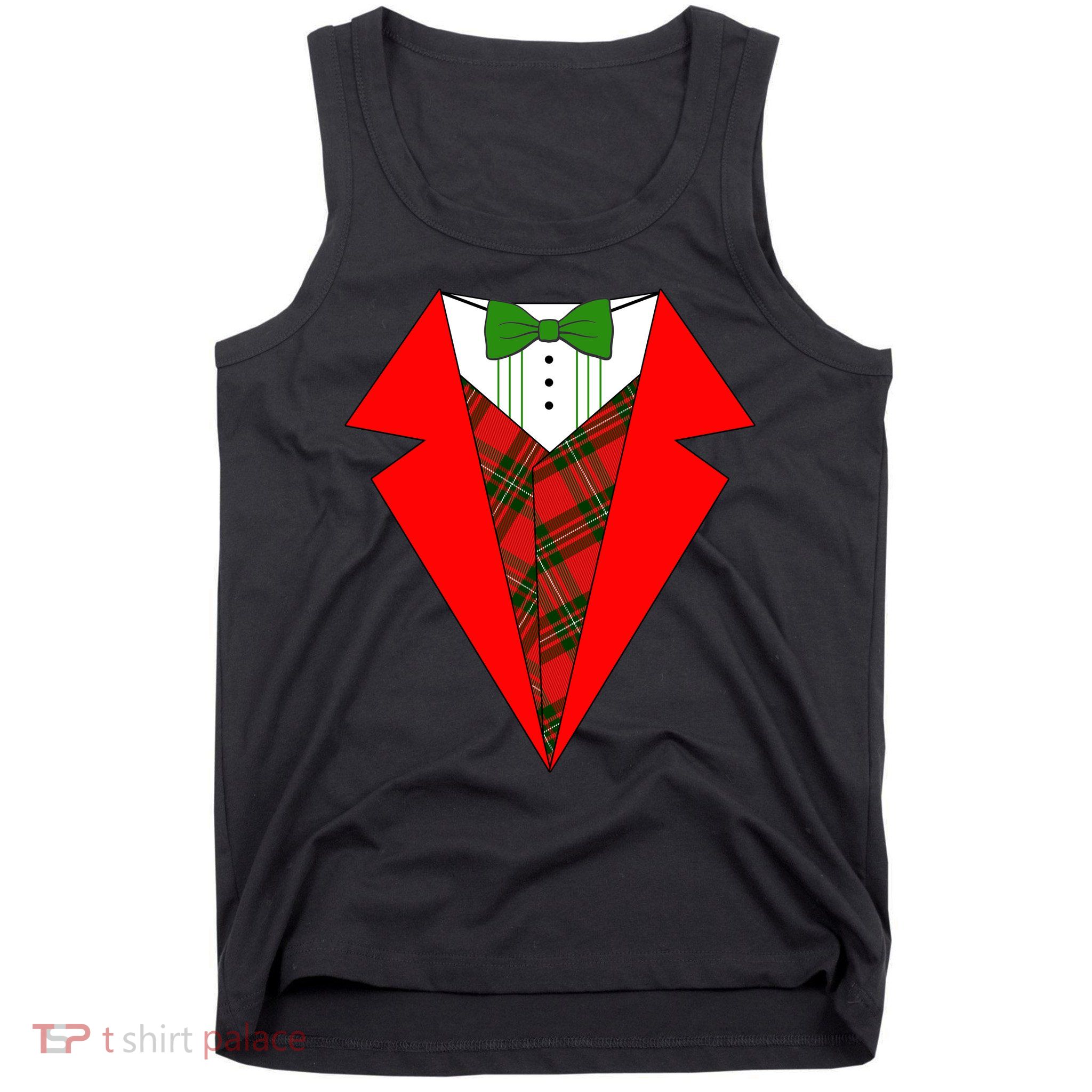 Festive Christmas Red Tuxedo Tank Top