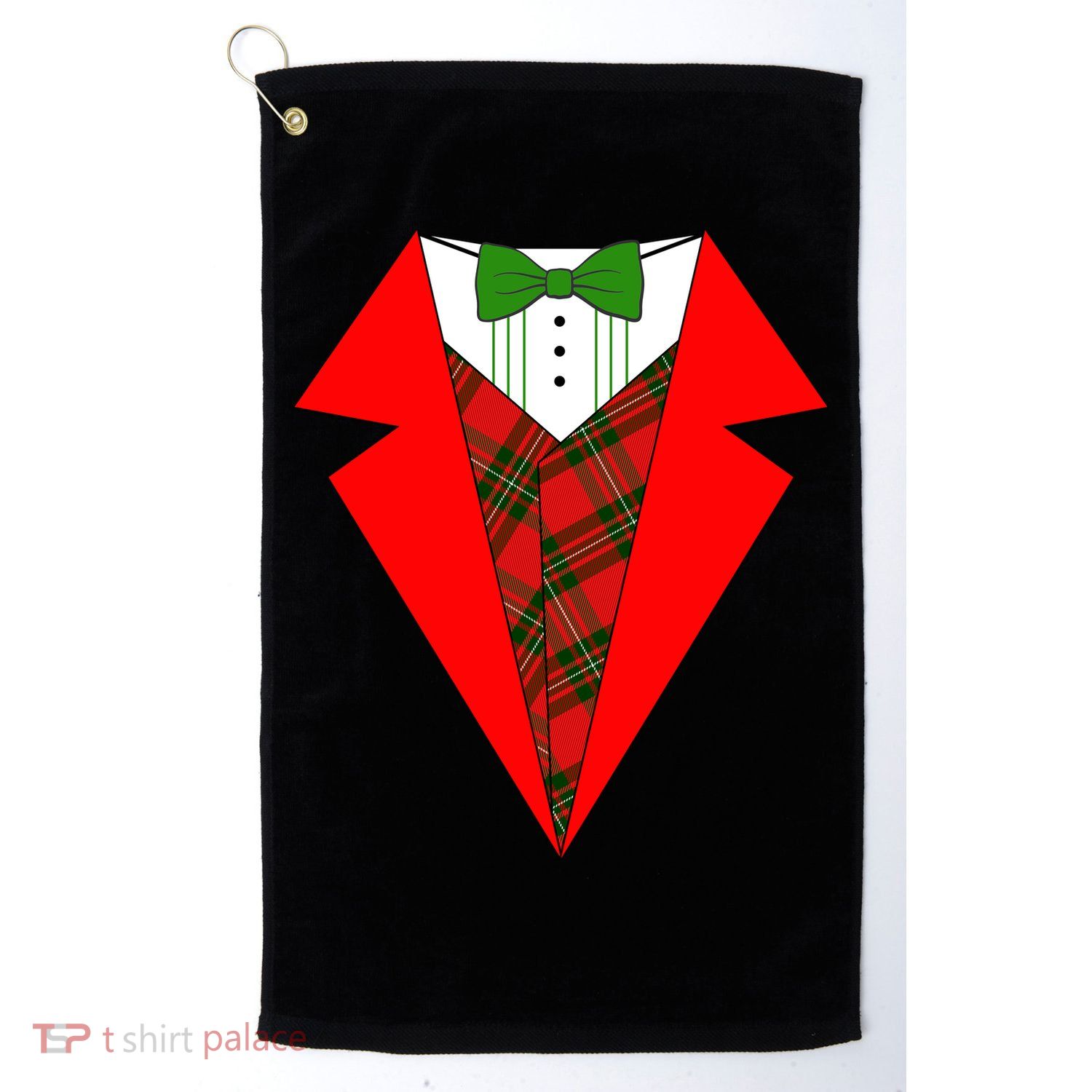 Festive Christmas Red Tuxedo Golf Towel