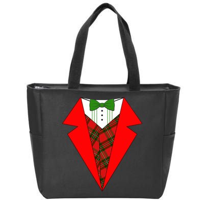 Festive Christmas Red Tuxedo Zip Tote Bag