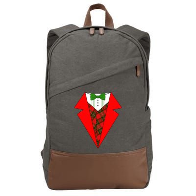 Festive Christmas Red Tuxedo Cotton Canvas Backpack