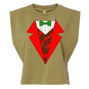 Festive Christmas Red Tuxedo Garment-Dyed Women's Muscle Tee