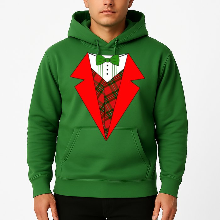 Festive Christmas Red Tuxedo Hoodie