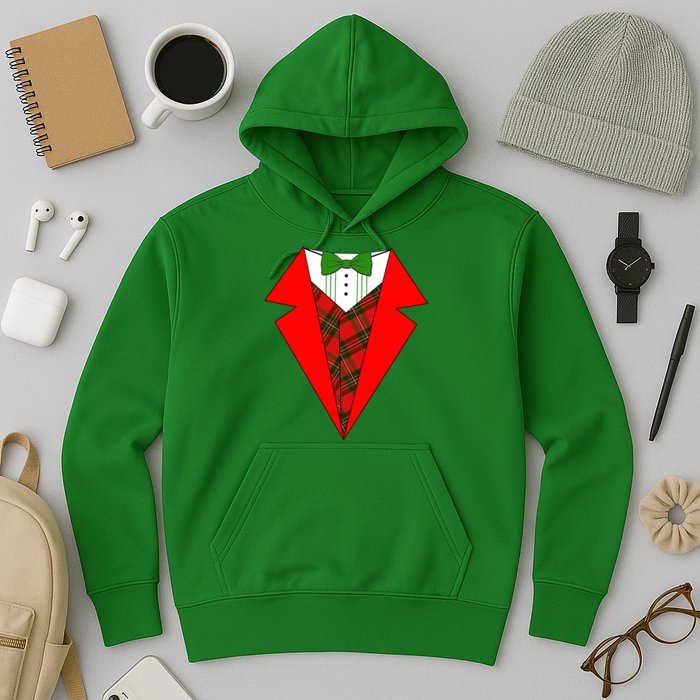 Festive Christmas Red Tuxedo Hoodie