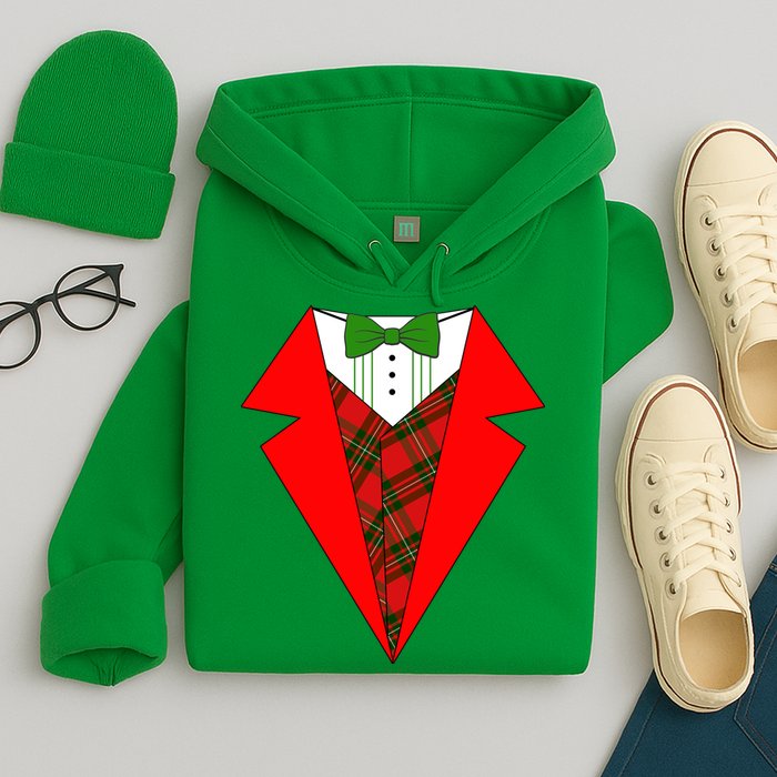 Festive Christmas Red Tuxedo Hoodie