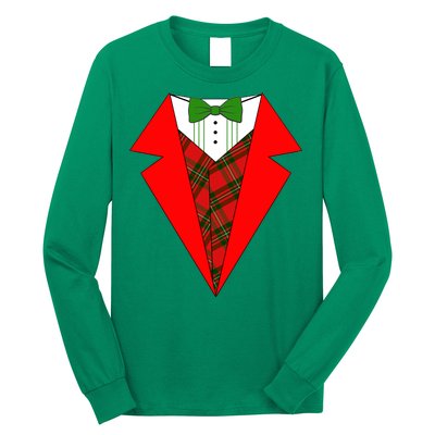 Festive Christmas Red Tuxedo Long Sleeve Shirt