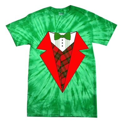 Festive Christmas Red Tuxedo Tie-Dye T-Shirt