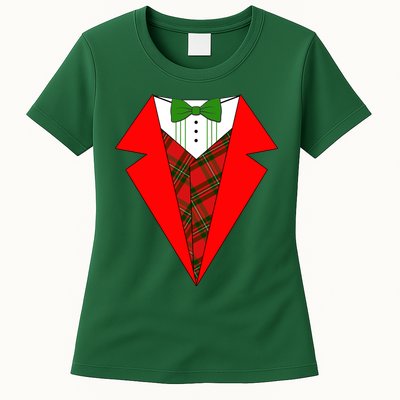 Festive Christmas Red Tuxedo Womens T-Shirt