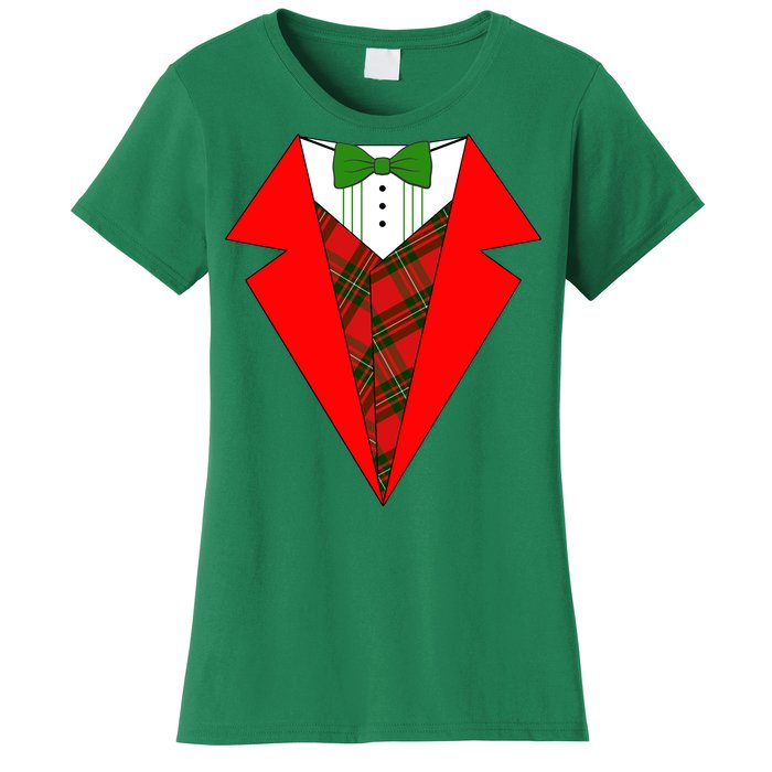 Festive Christmas Red Tuxedo Women's T-Shirt