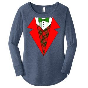 Festive Christmas Red Tuxedo Women's Perfect Tri Tunic Long Sleeve Shirt