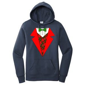 Festive Christmas Red Tuxedo Women's Pullover Hoodie