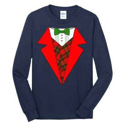 Festive Christmas Red Tuxedo Tall Long Sleeve T-Shirt