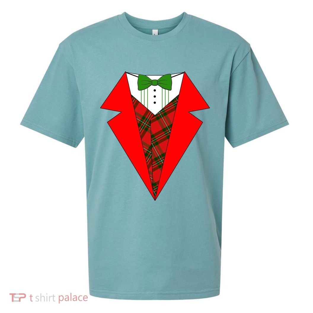 Festive Christmas Red Tuxedo Sueded Cloud Jersey T-Shirt