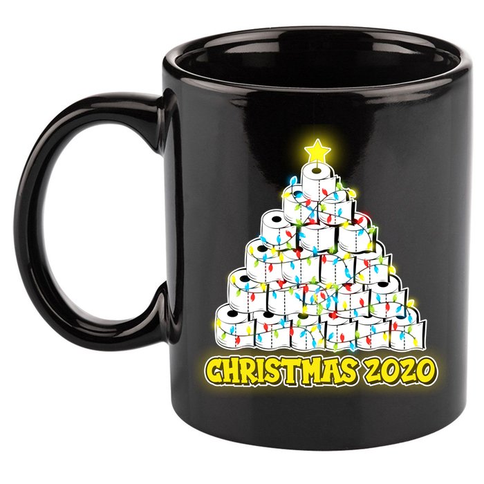 Festive Christmas Toilet Paper Tree 11oz C Handle Ceramic Mug