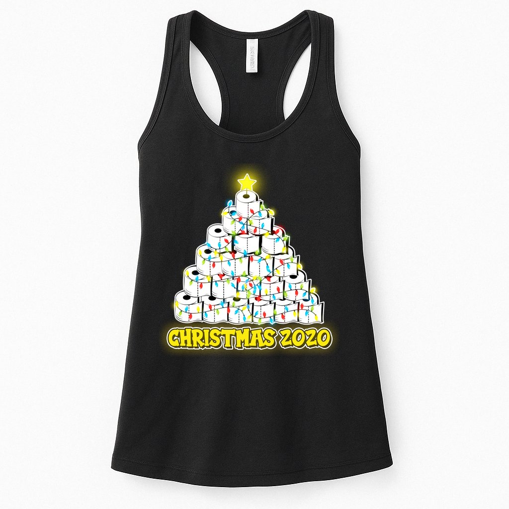 Festive Christmas Toilet Paper Tree Womens Tank Top