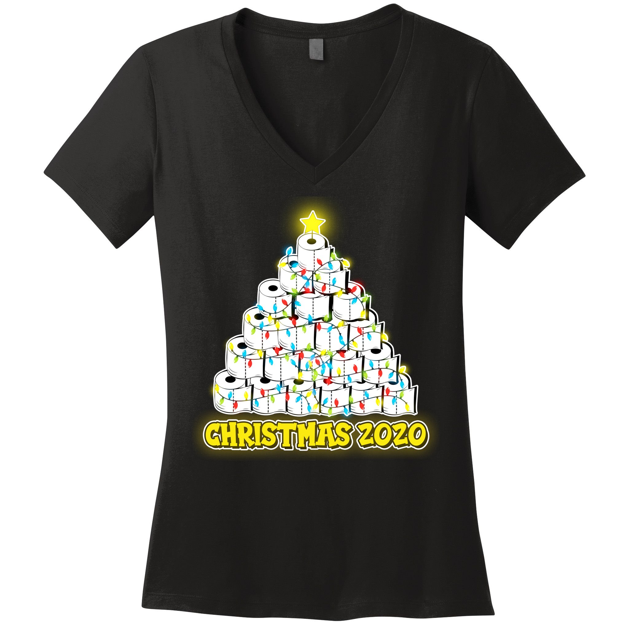 Festive Christmas Toilet Paper Tree Women's V-Neck T-Shirt