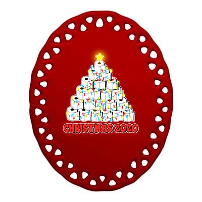 Festive Christmas Toilet Paper Tree Ceramic Oval Ornament