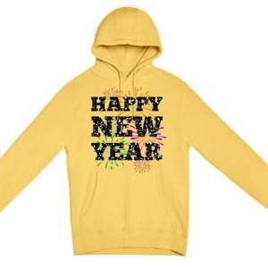 Festive Happy New Year Fireworks Premium Pullover Hoodie