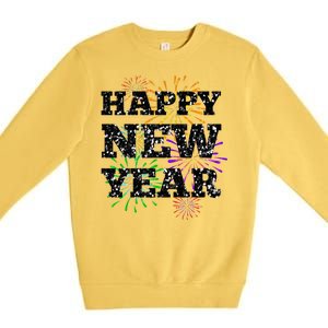 Festive Happy New Year Fireworks Premium Crewneck Sweatshirt