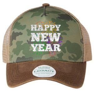 Festive Happy New Year Fireworks Legacy Tie Dye Trucker Hat