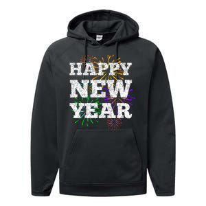 Festive Happy New Year Fireworks Performance Fleece Hoodie