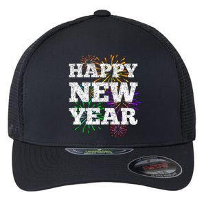 Festive Happy New Year Fireworks Flexfit Unipanel Trucker Cap