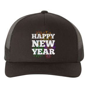 Festive Happy New Year Fireworks Yupoong Adult 5-Panel Trucker Hat