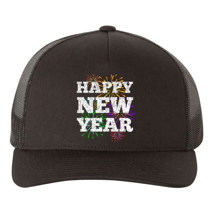 Festive Happy New Year Fireworks Yupoong Adult 5-Panel Trucker Hat