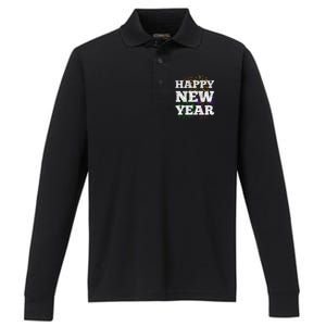 Festive Happy New Year Fireworks Performance Long Sleeve Polo