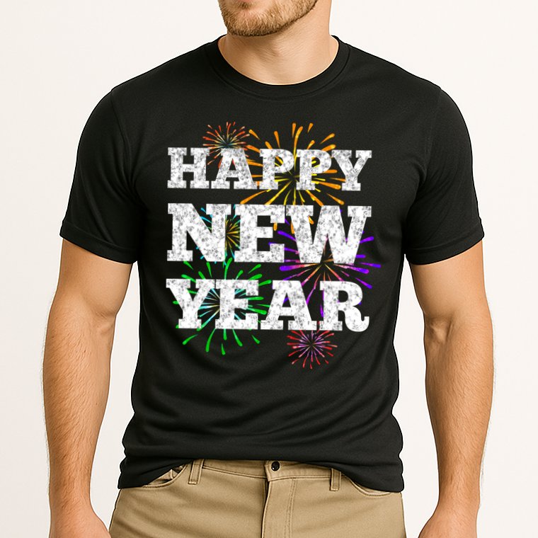 Festive Happy New Year Fireworks Performance Shirt