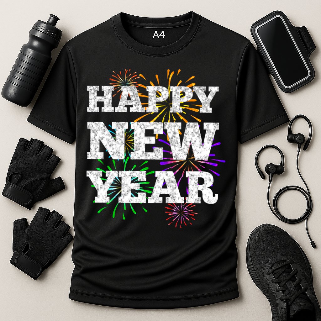 Festive Happy New Year Fireworks Performance Shirt