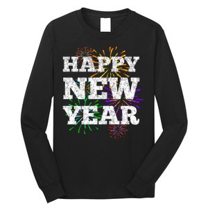 Festive Happy New Year Fireworks Long Sleeve Shirt