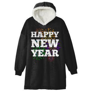 Festive Happy New Year Fireworks Hooded Wearable Blanket