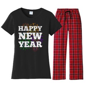 Festive Happy New Year Fireworks Women's Flannel Pajama Set