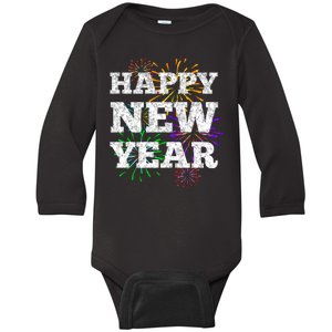 Festive Happy New Year Fireworks Baby Long Sleeve Bodysuit