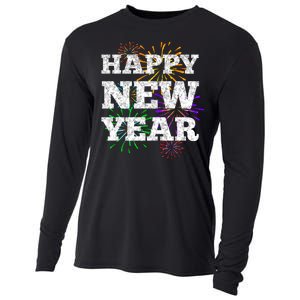 Festive Happy New Year Fireworks Cooling Performance Long Sleeve Crew