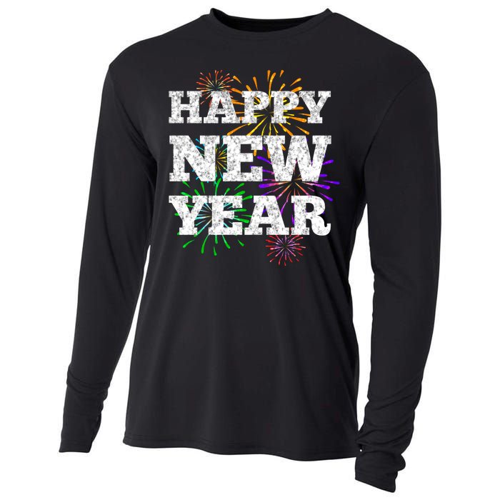 Festive Happy New Year Fireworks Cooling Performance Long Sleeve Crew