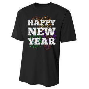 Festive Happy New Year Fireworks Performance Sprint T-Shirt