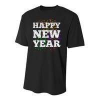 Festive Happy New Year Fireworks Youth Performance Sprint T-Shirt