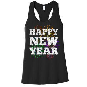 Festive Happy New Year Fireworks Women's Racerback Tank