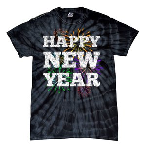 Festive Happy New Year Fireworks Tie-Dye T-Shirt