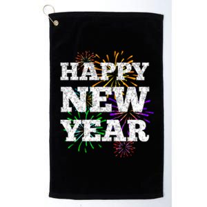 Festive Happy New Year Fireworks Platinum Collection Golf Towel